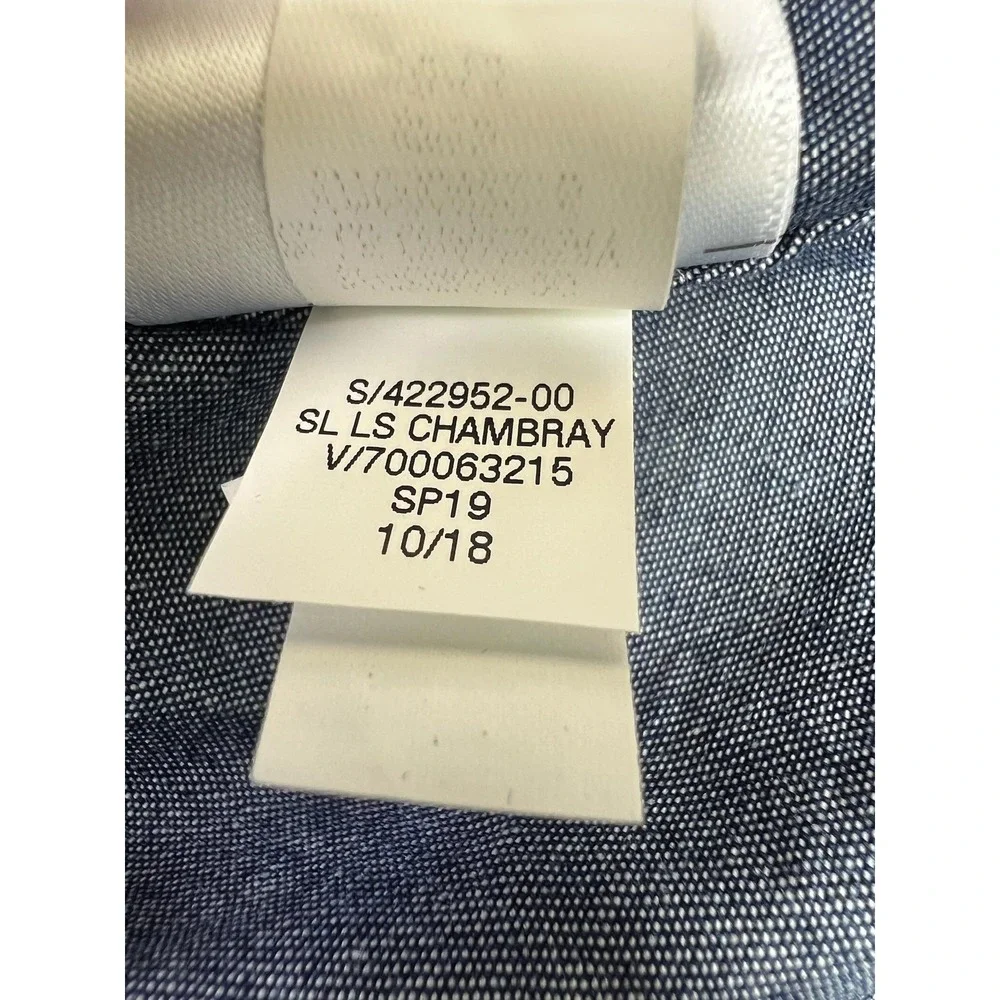Banana Republic Shirt Mens Medium Blue Chambray Slim Fit Long Sleeve Button Up